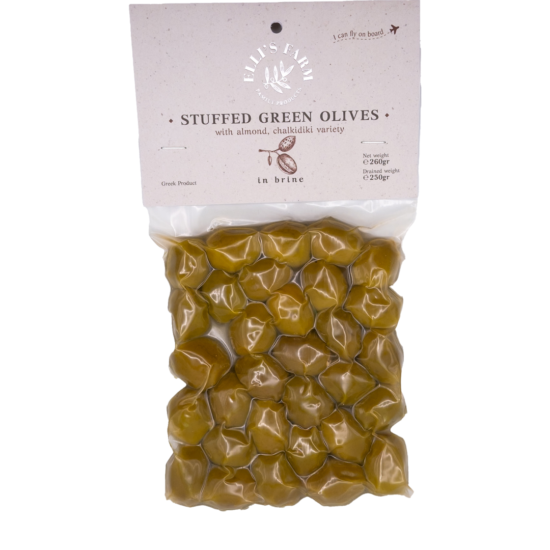 Elli's Farm - Green Olives Chalkidiki Variety Stuffed with Almond 260gr