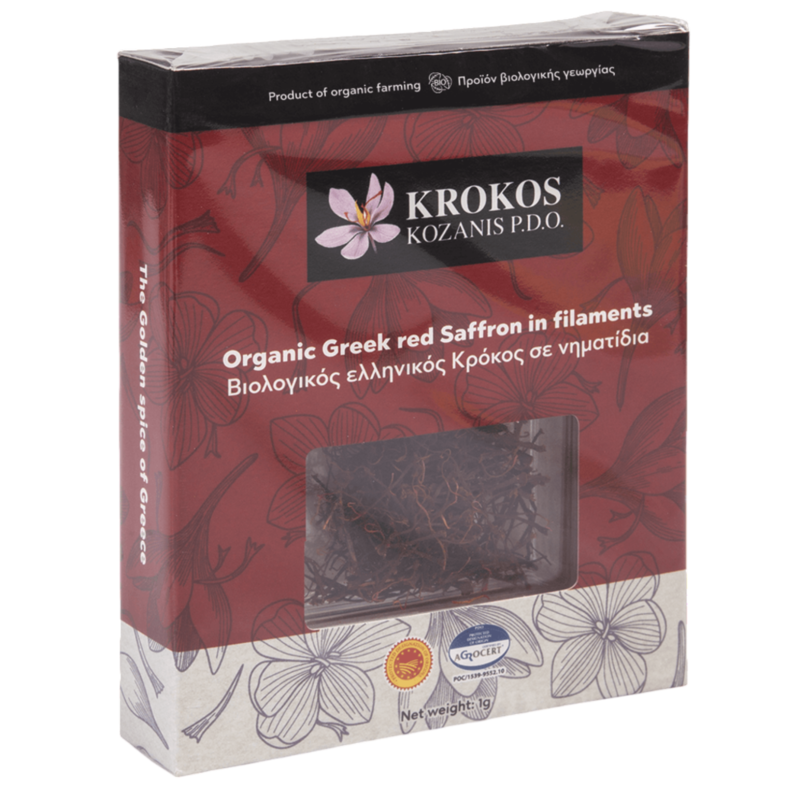 Krokos Kozanis PGI - Filaments Organic Red Saffron from Kozani 1gr
