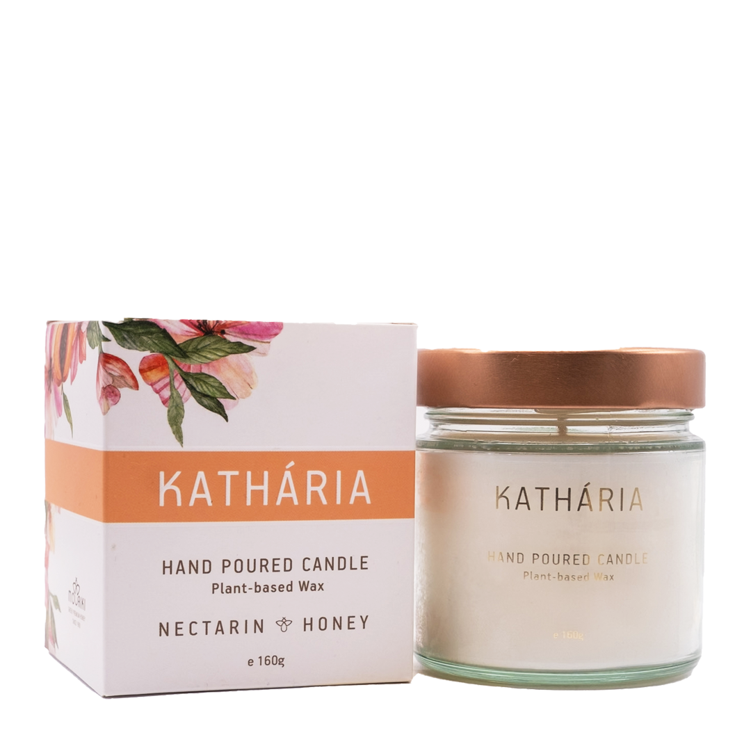 Katharia - Xειροποίητο Αρωματικό Κερί Νεκταρίνι Μέλι 160gr