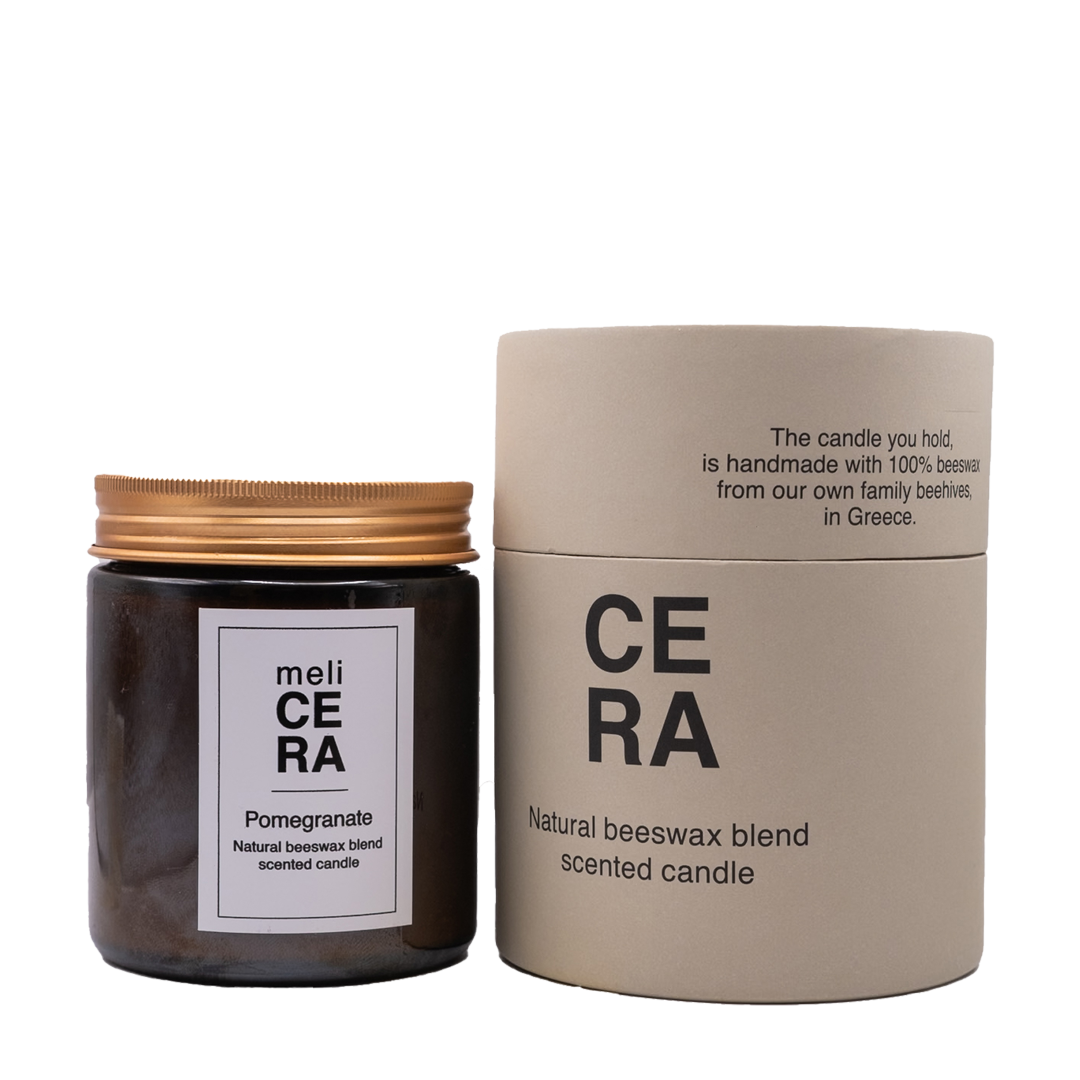 Melicera - Αρωματικό Κερί Ρόδι με Μελισσοκέρι & Σόγια 200gr	