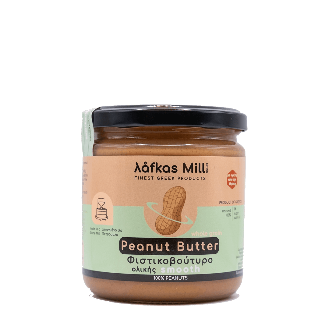Lafkas Mill Smooth Peanut Butter 100% whole grain  Processed in a Stone Mill 300gr