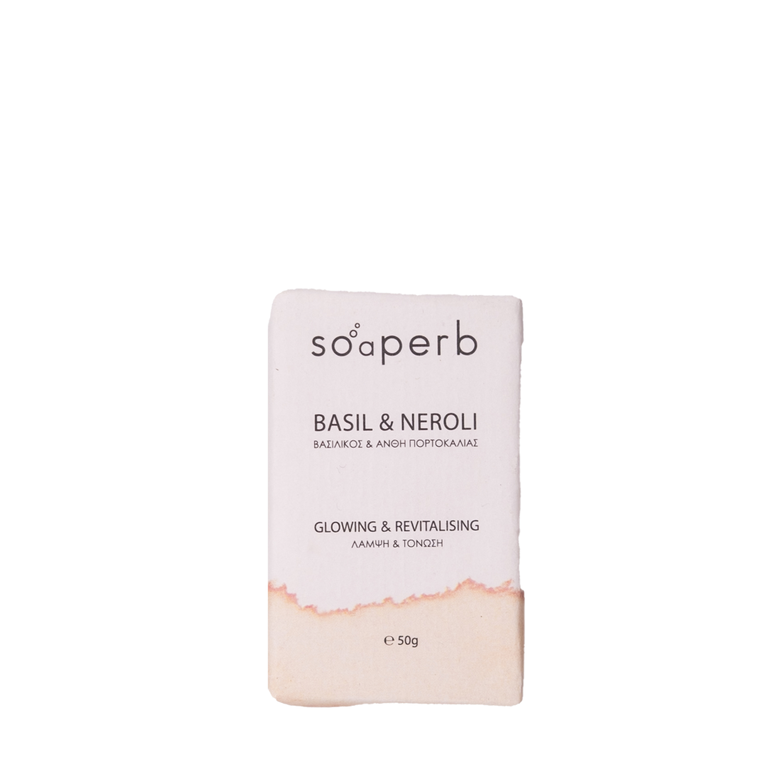 Soaperb - Σαπούνι Λάμψη και Τόνωση Βασιλικός & Άνθη Πορτοκαλιάς 50gr