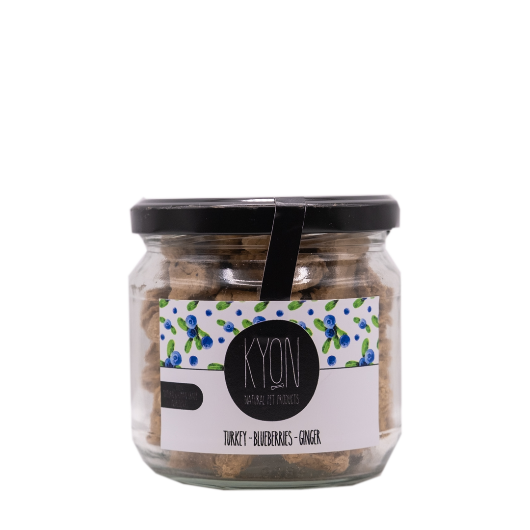 Kyon Pet Products - Turkey - Ginger - Blueberries treats for Dogs 140gr