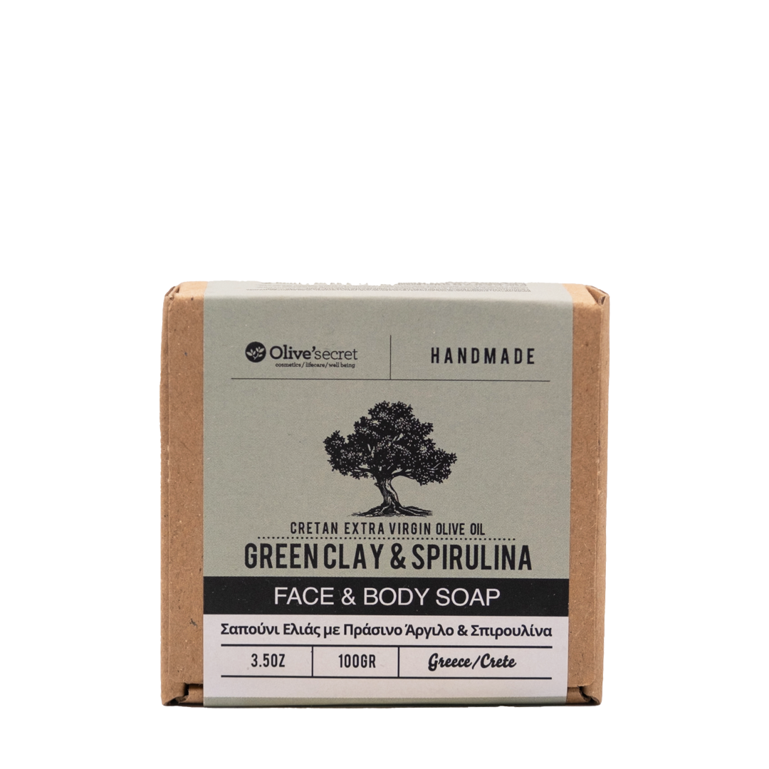 Olives Secret - Triple Milled with Cretan EVOO Soap with Green Clay & Spiroulina 100gr