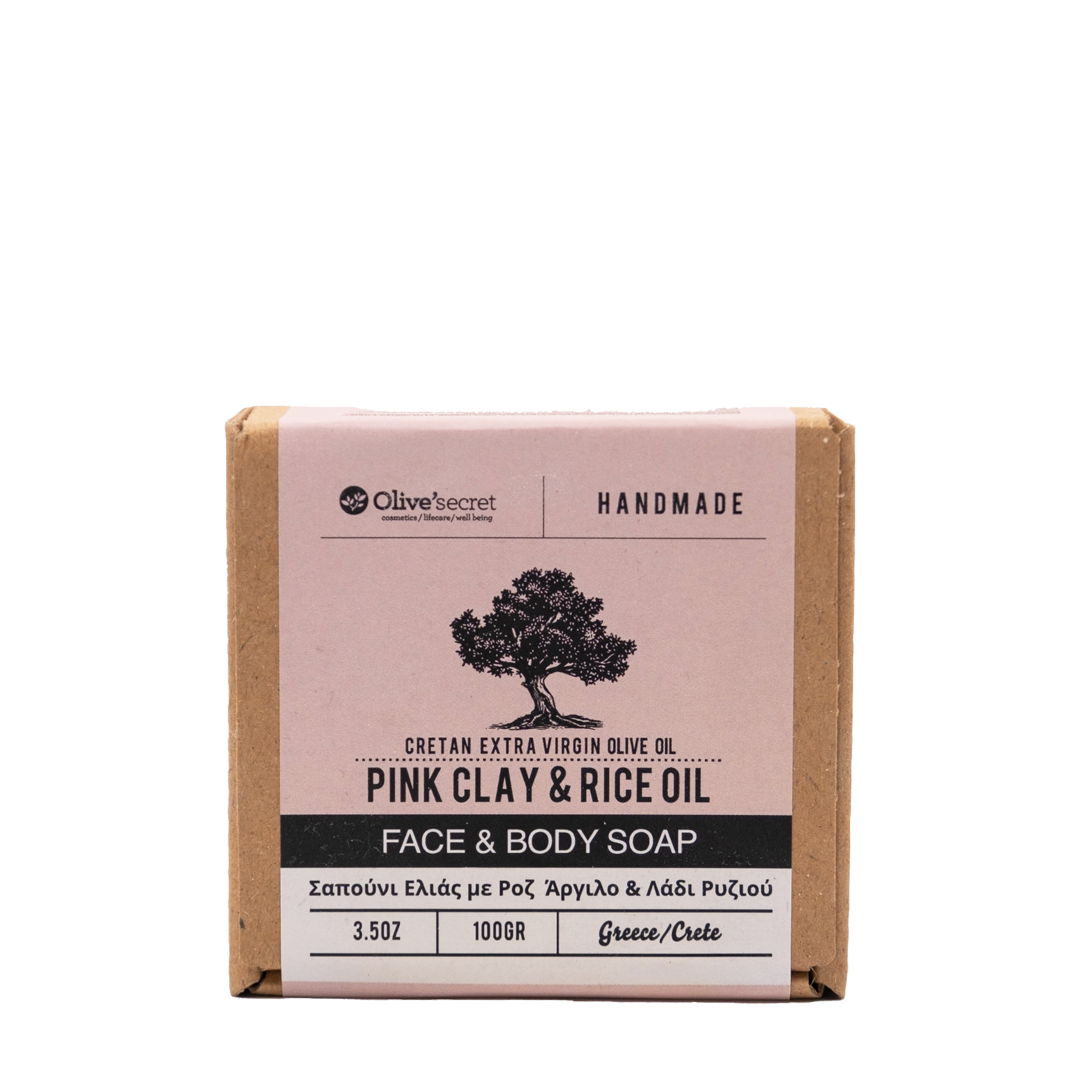 Olives Secret - Triple Milled with Cretan EVOO Soap with Pink Clay & Rice Oil 100gr