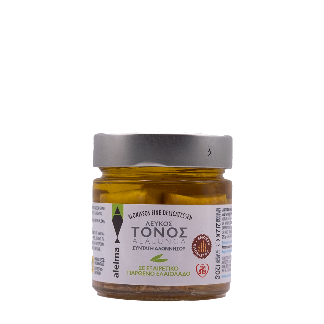 Alelma - Λευκός Καπνιστός Τόνος Αλοννήσου Alalunga σε Ελαιόλαδο 120gr