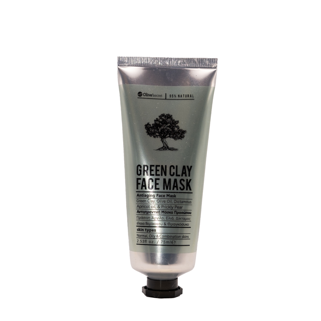 Olives Secret - Cretan Green Clay Face Mask Green Argyle, Olive, Apricot & Opuntia75ml