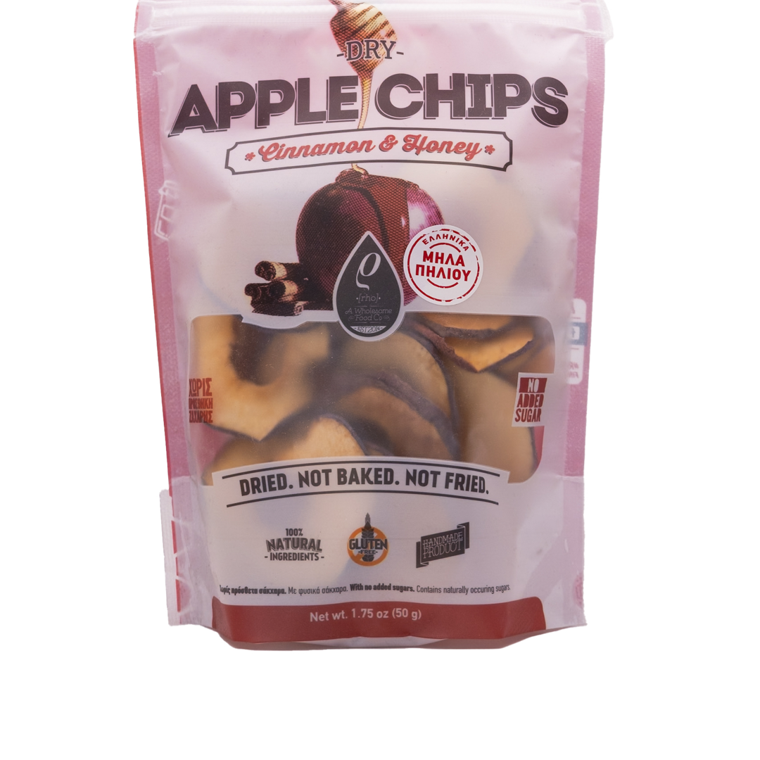 Rho Foods - Dry Greek Apple Chips with Cinnamon & Honey 50gr