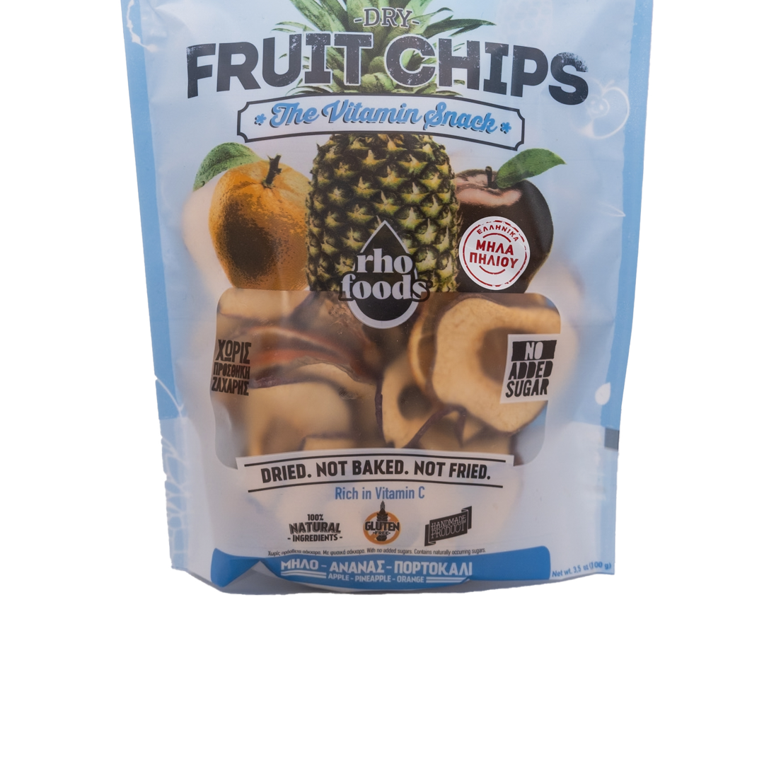 Rho Foods - Αποξηραμένο Ελληνικό μήλο, πορτοκάλι & Ανανάς 100gr