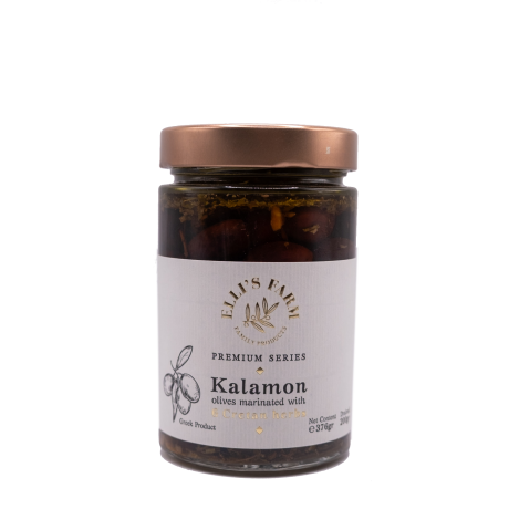 Elli's Farm - Ελιές Καλαμών Μαριναρισμένες με 6 Κρητικά Βότανα 380gr