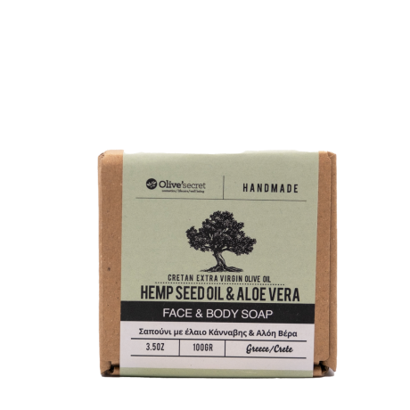Olive Secret - Χειροποίητο Σαπούνι τριπλής Άλεσης Με Έλαιο Κάνναβης & Αλόη Βέρα 100gr