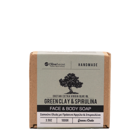 Olives Secret - Triple Milled with Cretan EVOO Soap with Green Clay & Spiroulina 100gr