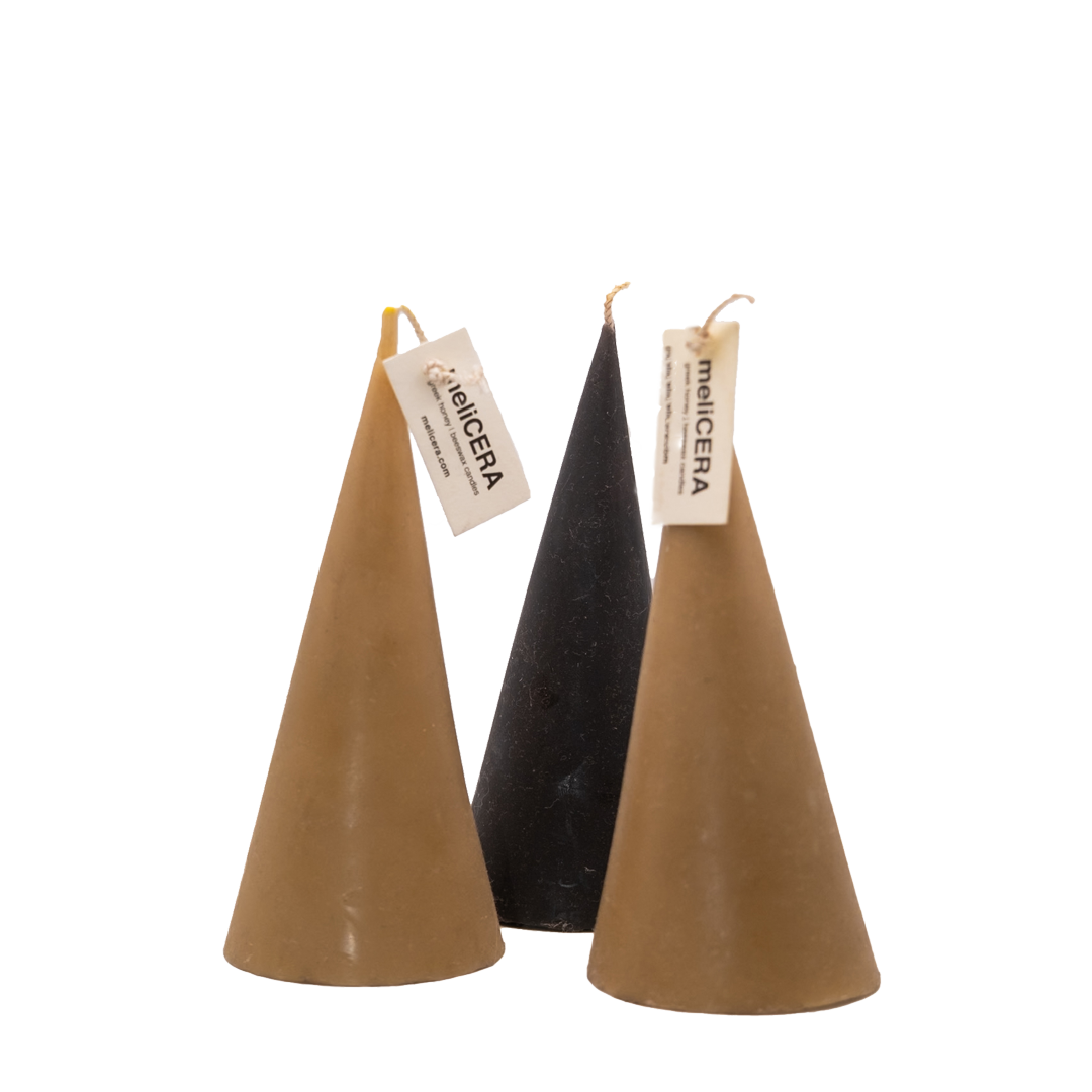 Melicera - Triple Cones Beeswax Candles 450gr